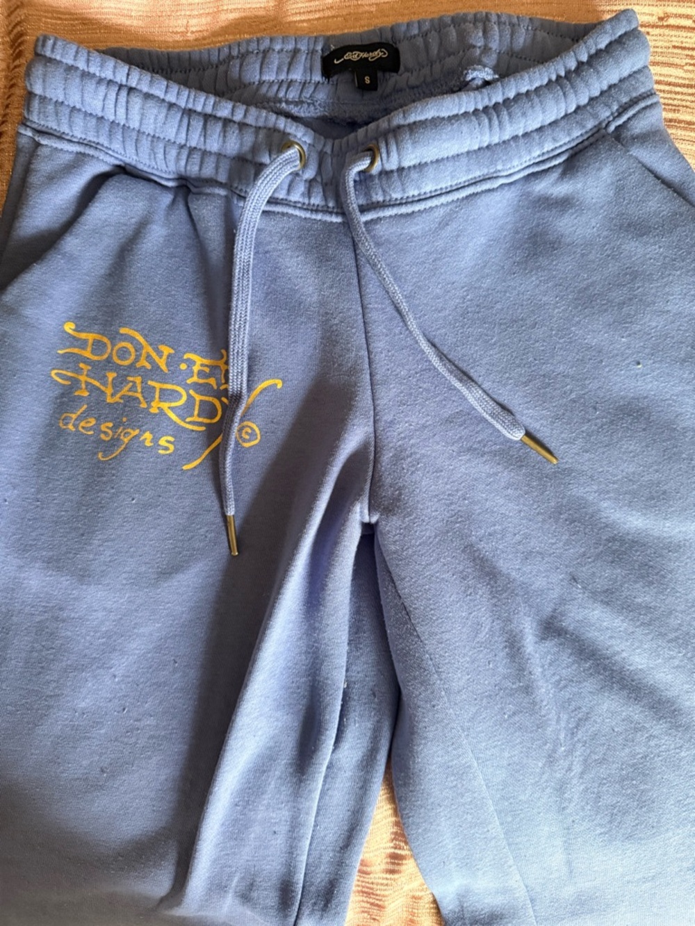 Ed Hardy Powder Blue Sweatpants with Gold Logo - Picture 2 of 6